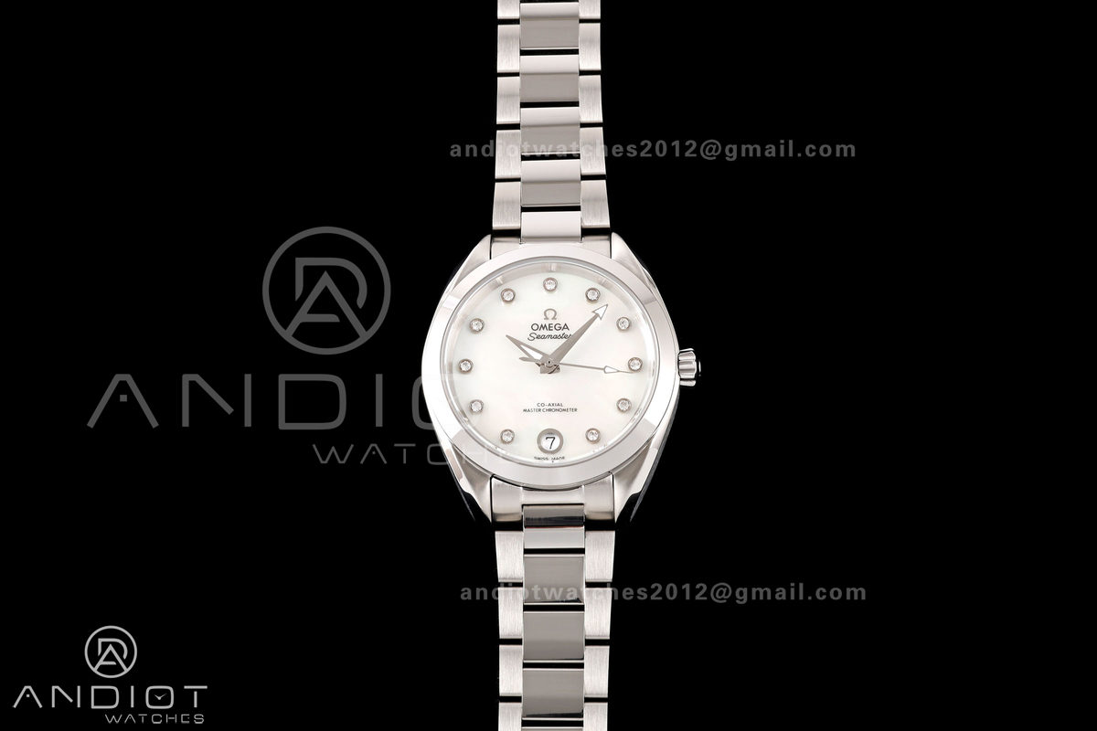 Aqua Terra Shades 34mm SS VRSF Best Edition White MOP Diamonds Dial on SS Bracelet A8800